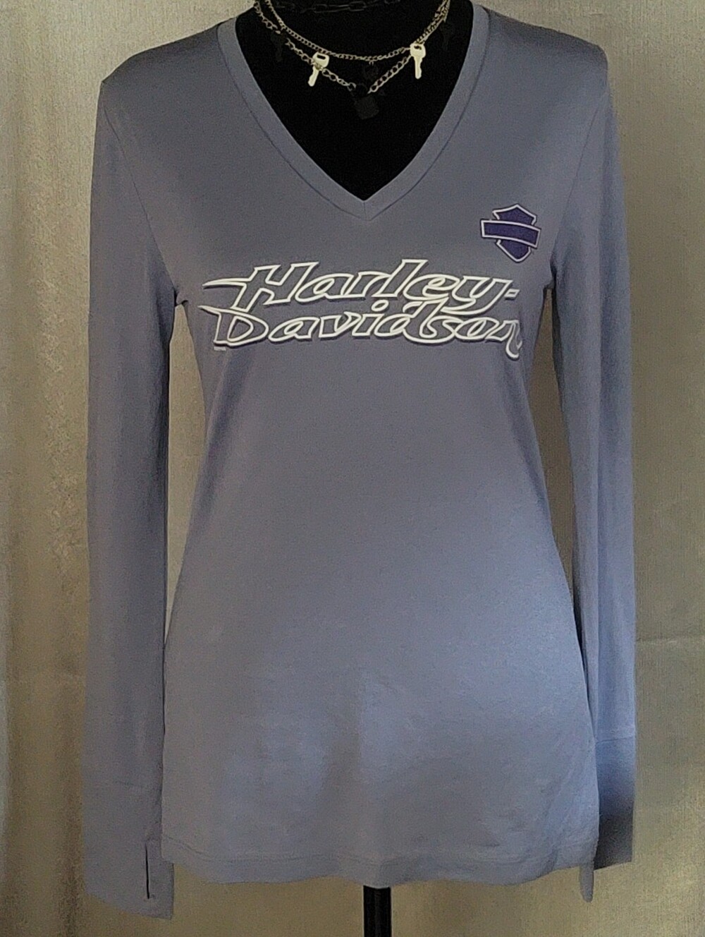 Harley-Davidson Lavender Long Sleeve V-Neck Tee